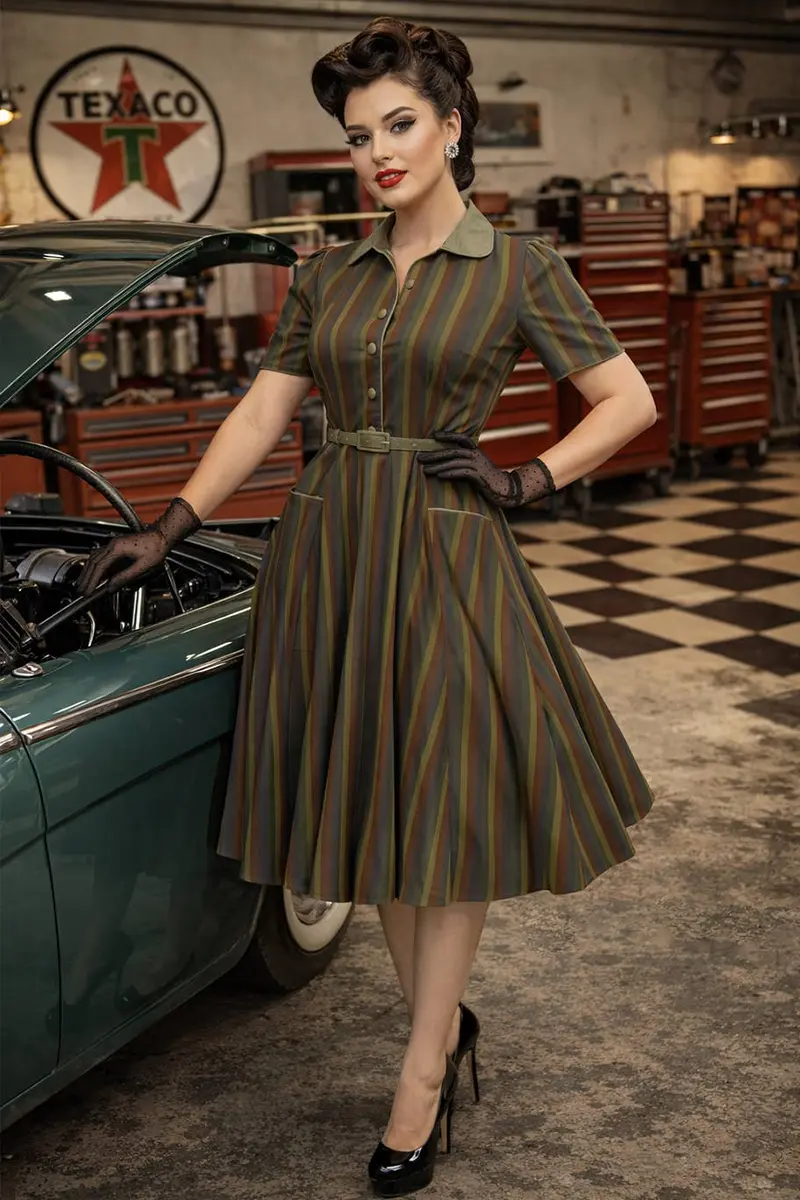 Swingkleid Penelope, Olivgrün